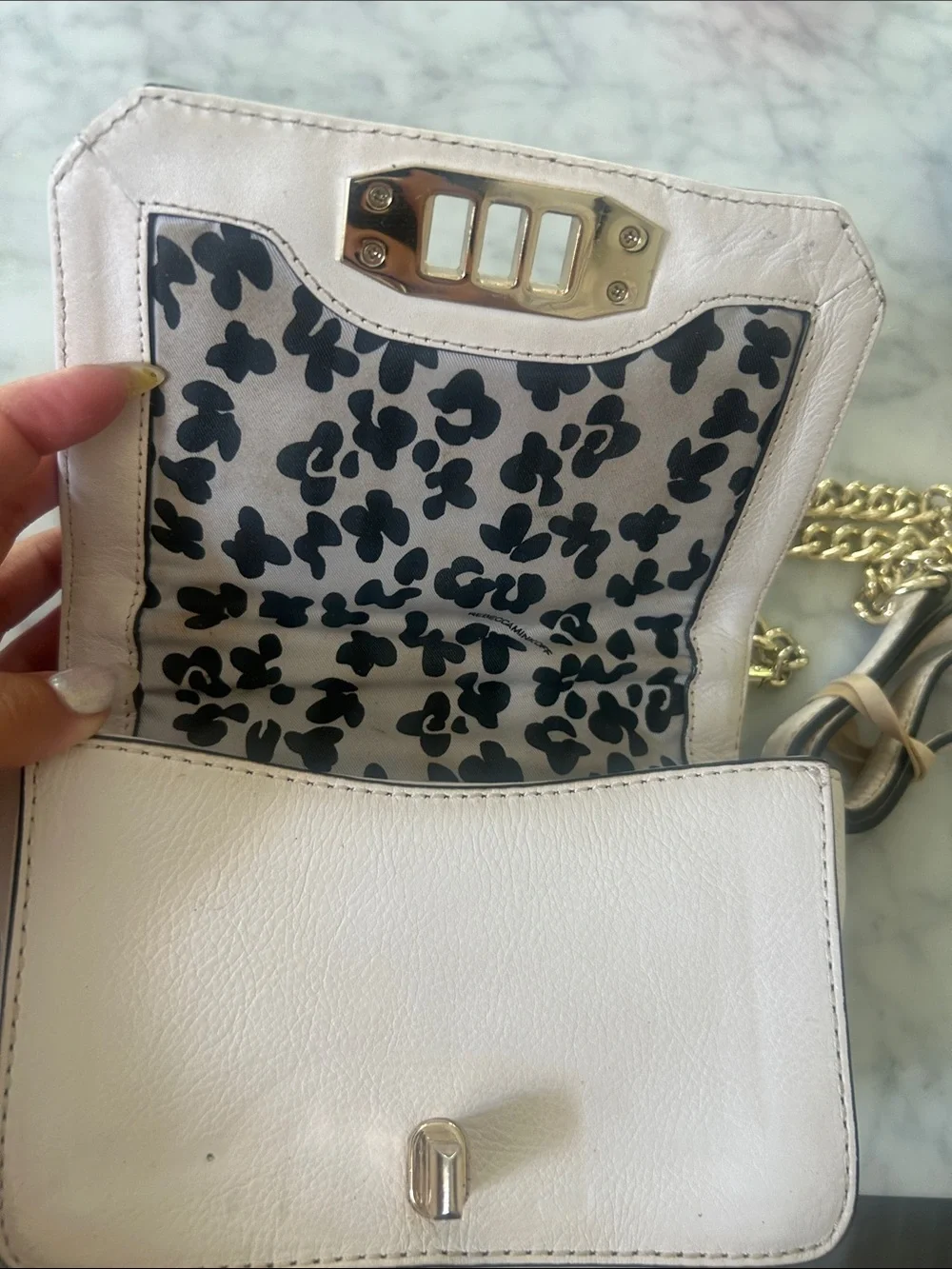 Rare Rebecca Minkoff Quilted Crossbody in Off White with Gold Hardware